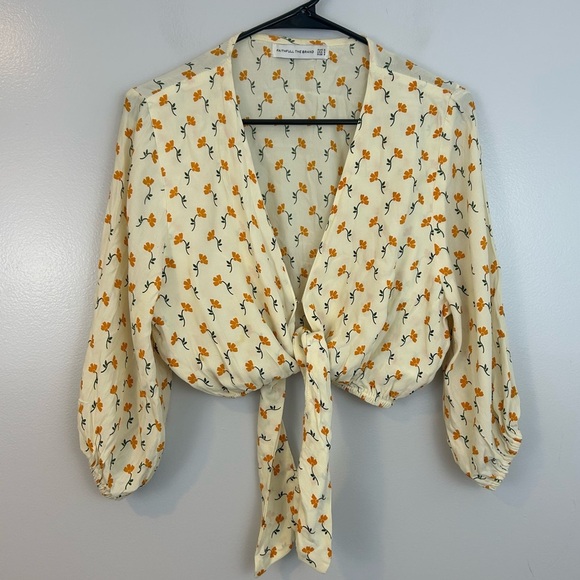 Faithful The Brand La Guardia Floral Cropped Tie-Front Crepe To Size 4 - Picture 2 of 16